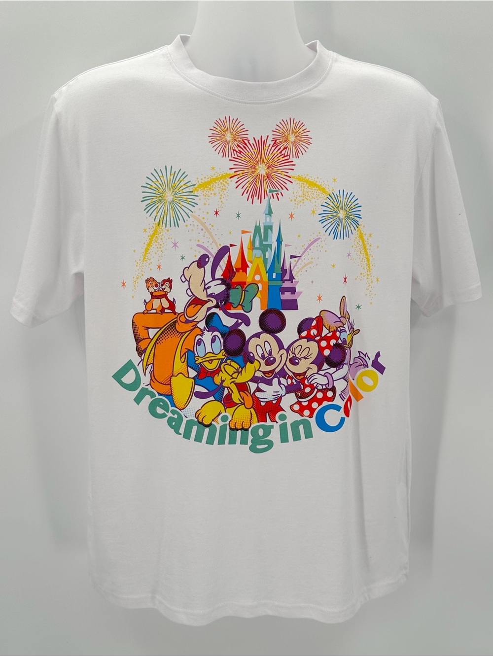 Tokyo Disney Tshirt Dreaming in Color L Adult Short Sleeve Tee White Crew